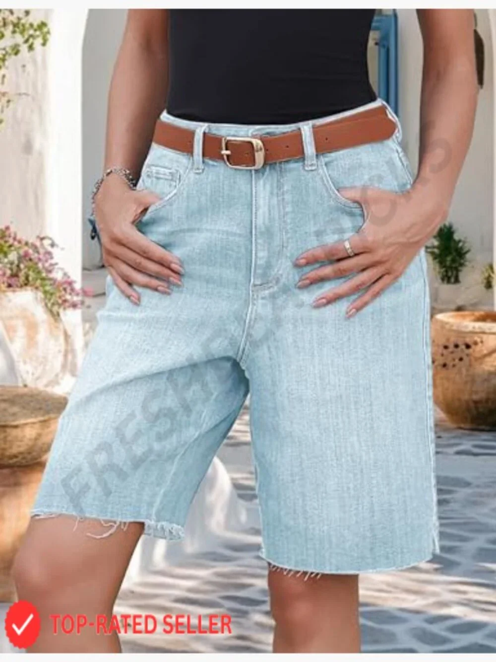 High Waisted Baggy Jean Shorts Ripped Distressed Bermuda Y2K Jorts Casual Denim
